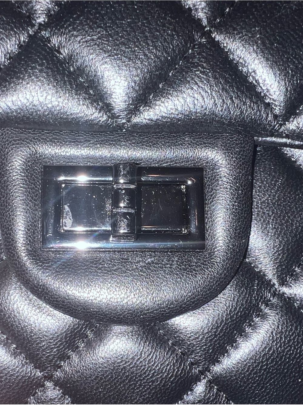 Leather Classic Quilted Black Shoulder Bag with Chain Strap - Picture 4 of 14